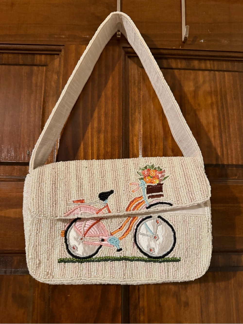 Beaded Bicycle bag purse with card pouch